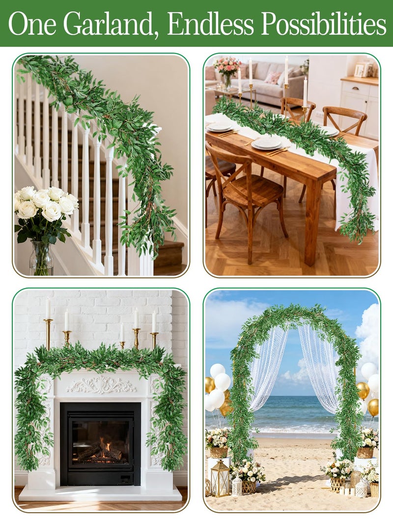ANPHSIN Fake Vines Greenery Garland - 3 Packs Total 16.5ft Green Willow Leaf Vine Garland, Artificial Leaves Wall Hanging Decor for Home, Room, Wedding Arch, Centerpieces - Image 5